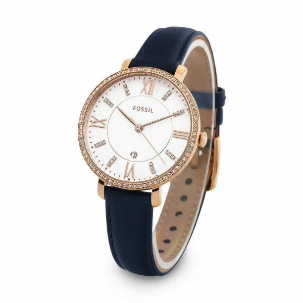 Fossil Jacqueline White Dial Blue Leather Strap Watch for Women - ES4291 Watches Fossil   