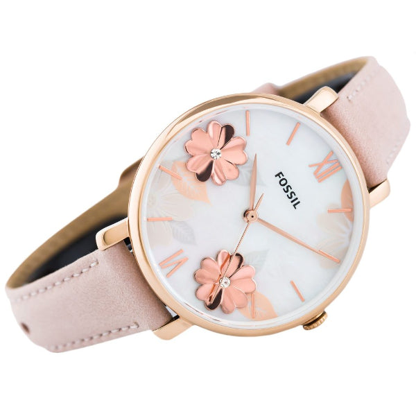 Fossil Jacqueline Three Hand Mother of Pearl Dial Pink Leather Strap Watch for Women - ES4671 Watches Fossil   