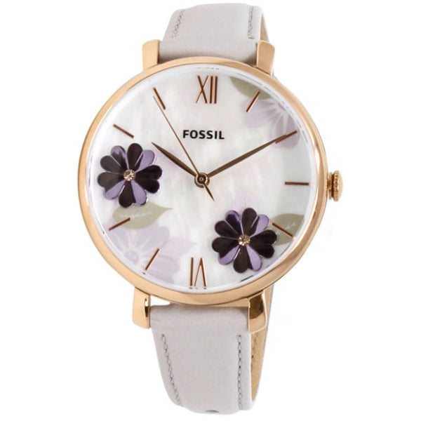 Fossil Jacqueline Mother of Pearl Dial White Leather Strap Watch for Women - ES4672 Watches Fossil   