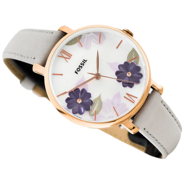 Fossil Jacqueline Mother of Pearl Dial White Leather Strap Watch for Women - ES4672 Watches Fossil   