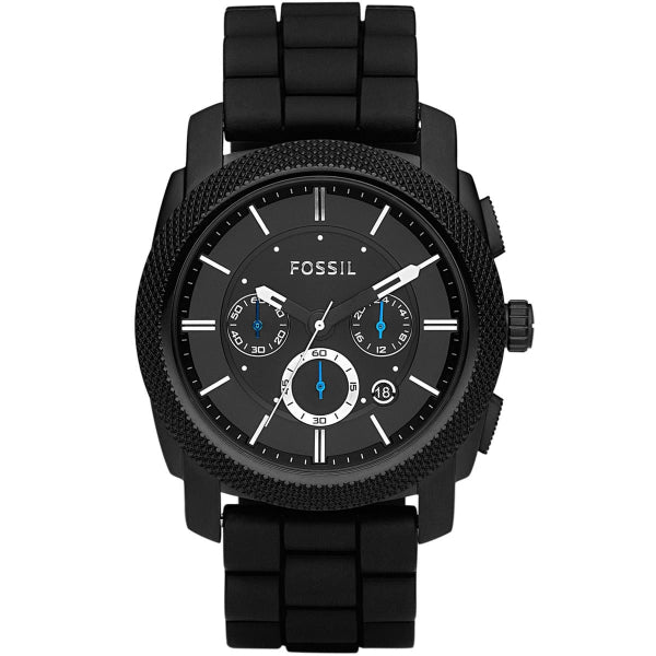 Fossil Machine Chronograph Black Dial Black Silicone Strap Watch for Men - FS4487 Watches Fossil   