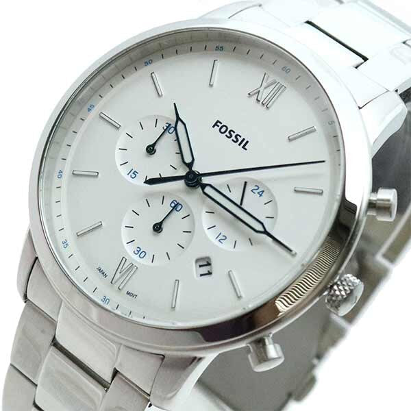 Fossil Neutra Chronograph White Dial Silver Steel Strap Watch for Men - FS5433 Watches Fossil   