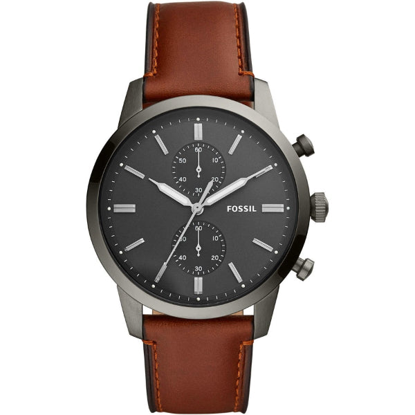 Fossil Townsman Chronograph Gray Dial Brown Leather Strap Watch for Men - FS5522 Watches Fossil   