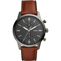 Fossil Townsman Chronograph Gray Dial Brown Leather Strap Watch for Men - FS5522 Watches Fossil   