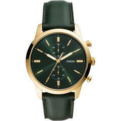 Fossil Townsman Chronograph Green Dial Green Leather Strap Watch for Men - FS5599 Watches Fossil   