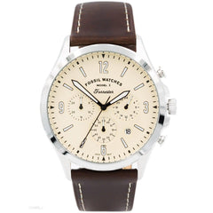 Fossil Forrester Chronograph Cream Dial Brown Leather Strap Watch for Men - FS5696 Watches Fossil   