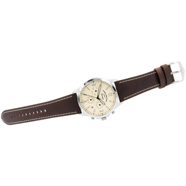 Fossil Forrester Chronograph Cream Dial Brown Leather Strap Watch for Men - FS5696 Watches Fossil   