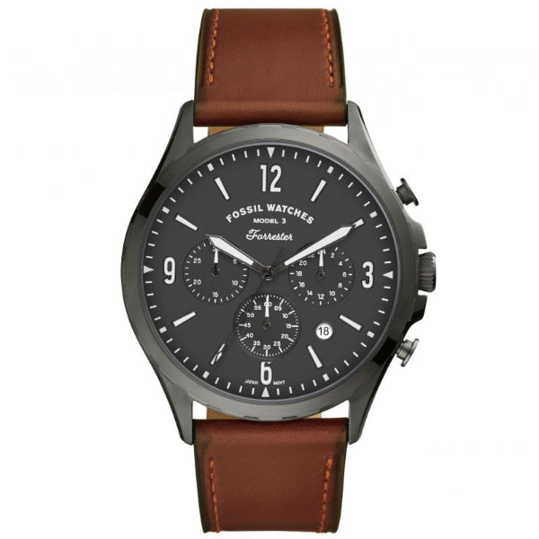 Fossil Forrester Chronograph Black Dial Brown Leather Strap Watch for Men - FS5815 Watches Fossil   