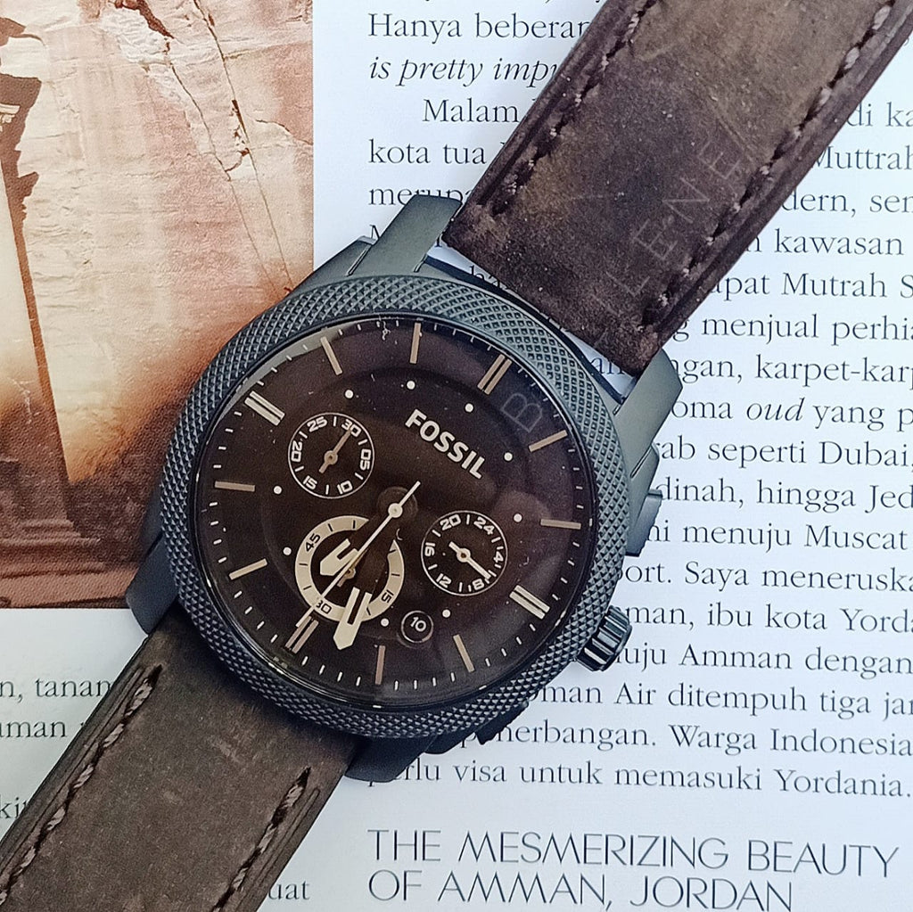 Fossil Machine Flight Chronograph Brown Dial Brown Leather Strap Watch for Men - FS4656 Watches Fossil   