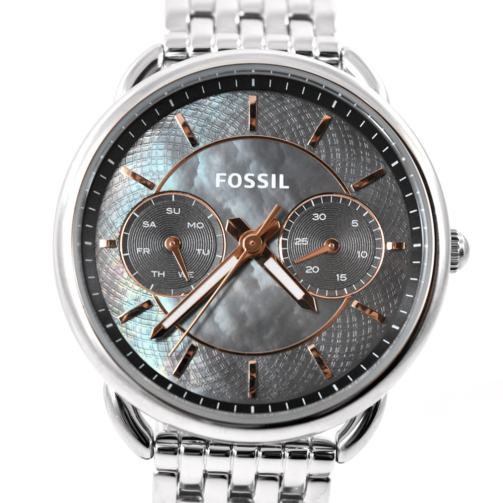 Fossil Tailor Black Mother of Pearl Dial Silver Stainless Steel Strap Watch for Women - ES3911 Watches Fossil   