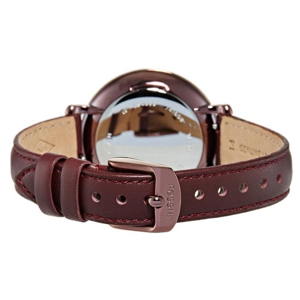 Fossil Jacqueline Burgundy Dial Burgundy Leather Strap Watch for Women  - ES4099 Watches Fossil   