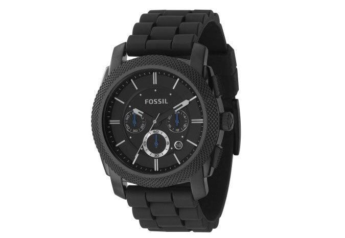 Fossil Machine Chronograph Black Dial Black Silicone Strap Watch for Men - FS4487 Watches Fossil   