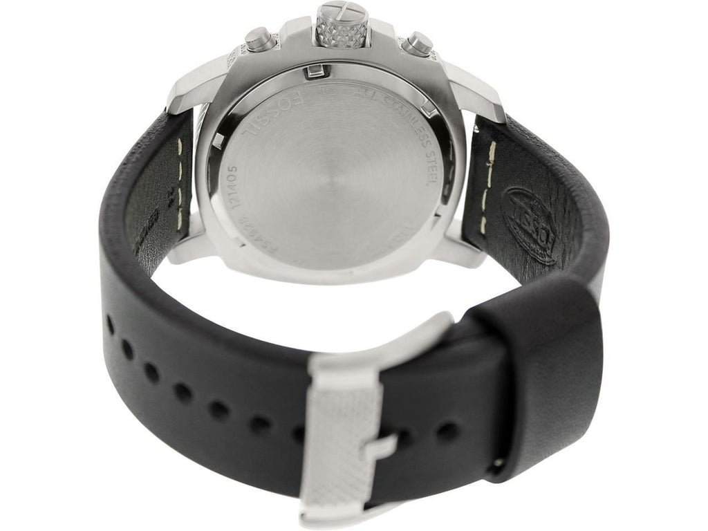 Fossil Modern Machine Chronograph Black Dial Black Leather Strap Watch for Men - FS4928 Watches Fossil   