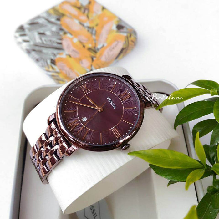 Fossil Jacqueline Brown Dial Brown Steel Strap Watch for Women - ES4100 Watches Fossil   