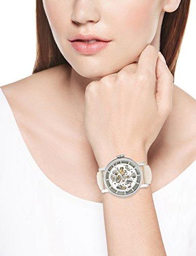 Fossil Boyfriend Automatic Skeleton Silver Dial White Leather Strap Watch for Women - ME3069 Watches Fossil   