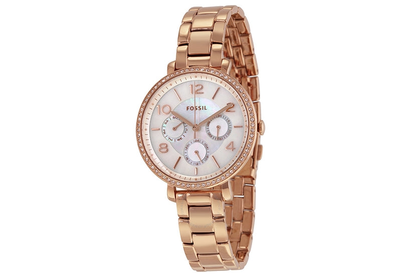 Fossil Jacqueline Multi Function Mother of Pearl Dial Rose Gold Steel Strap Watch for Women - ES3757 Watches Fossil   