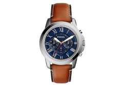 Fossil Grant Chronograph Blue Dial Brown Leather Strap Watch for Men - FS5210 Watches Fossil   