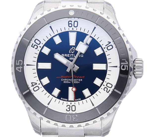 Breitling Superocean Automatic 44mm Blue Dial Silver Steel Strap Watch for Men - A17376211C1A1 Watches Breitling   