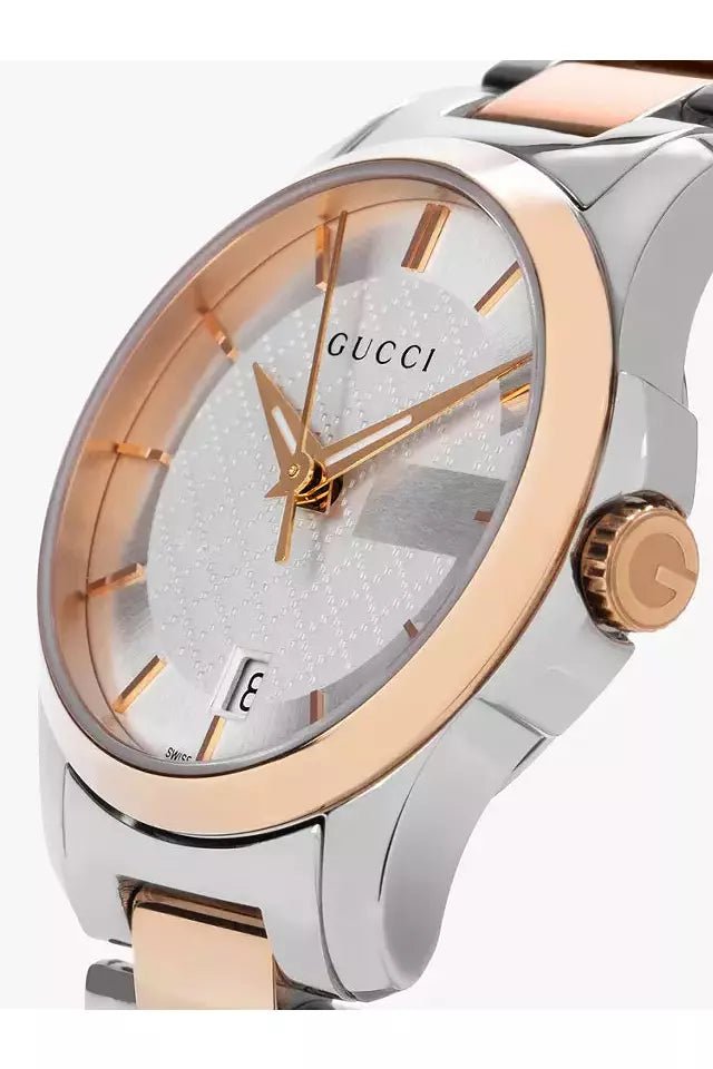 Gucci G Timeless Silver Dial Two Tone Steel Strap Watch For Women - YA126564 Watches Gucci   