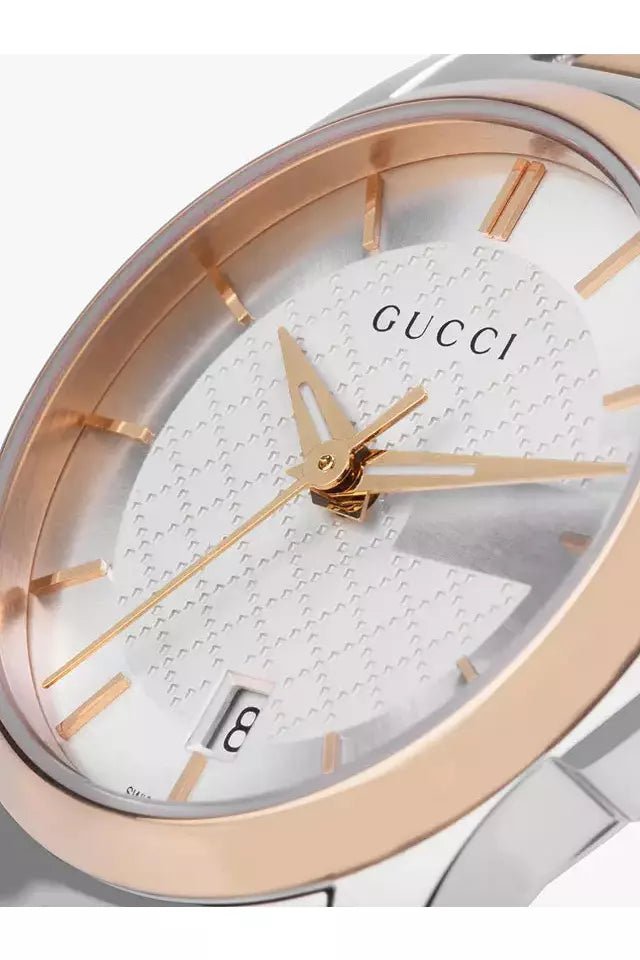 Gucci G Timeless Silver Dial Two Tone Steel Strap Watch For Women - YA126564 Watches Gucci   