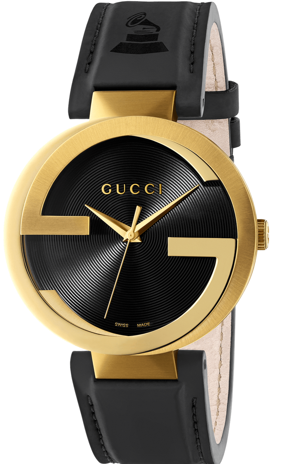 Gucci Interlocking Special Edition Grammy Black Dial Black Leather Strap Watch For Men - YA133208 Watches Gucci   