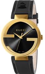 Gucci Interlocking Special Edition Grammy Black Dial Black Leather Strap Watch For Men - YA133208 Watches Gucci   