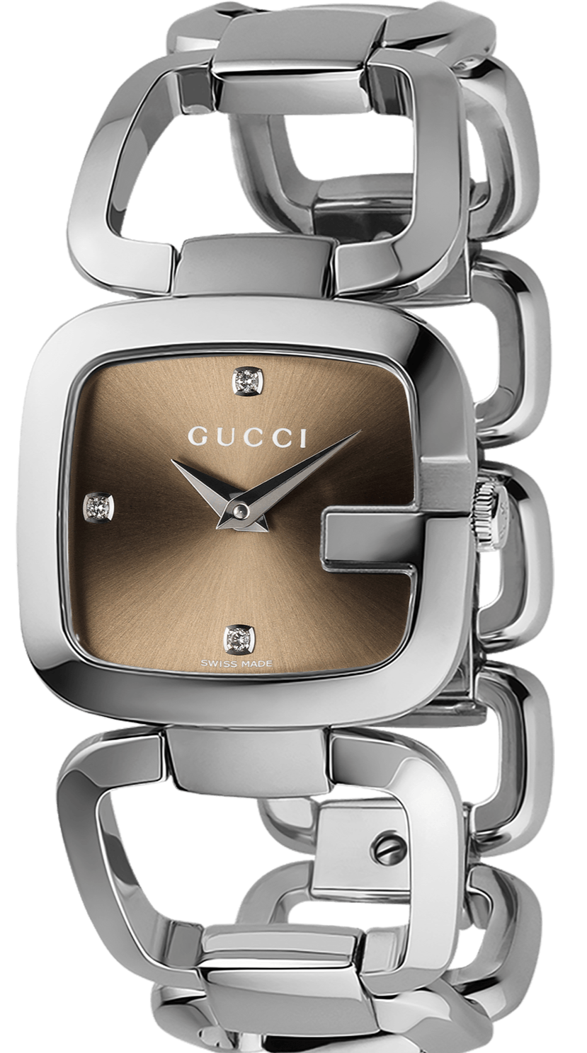 Gucci G Gucci Brown Dial Silver Steel Strap Watch For Women - YA125401 Watches Gucci   