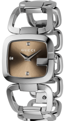 Gucci G Gucci Brown Dial Silver Steel Strap Watch For Women - YA125401 Watches Gucci   