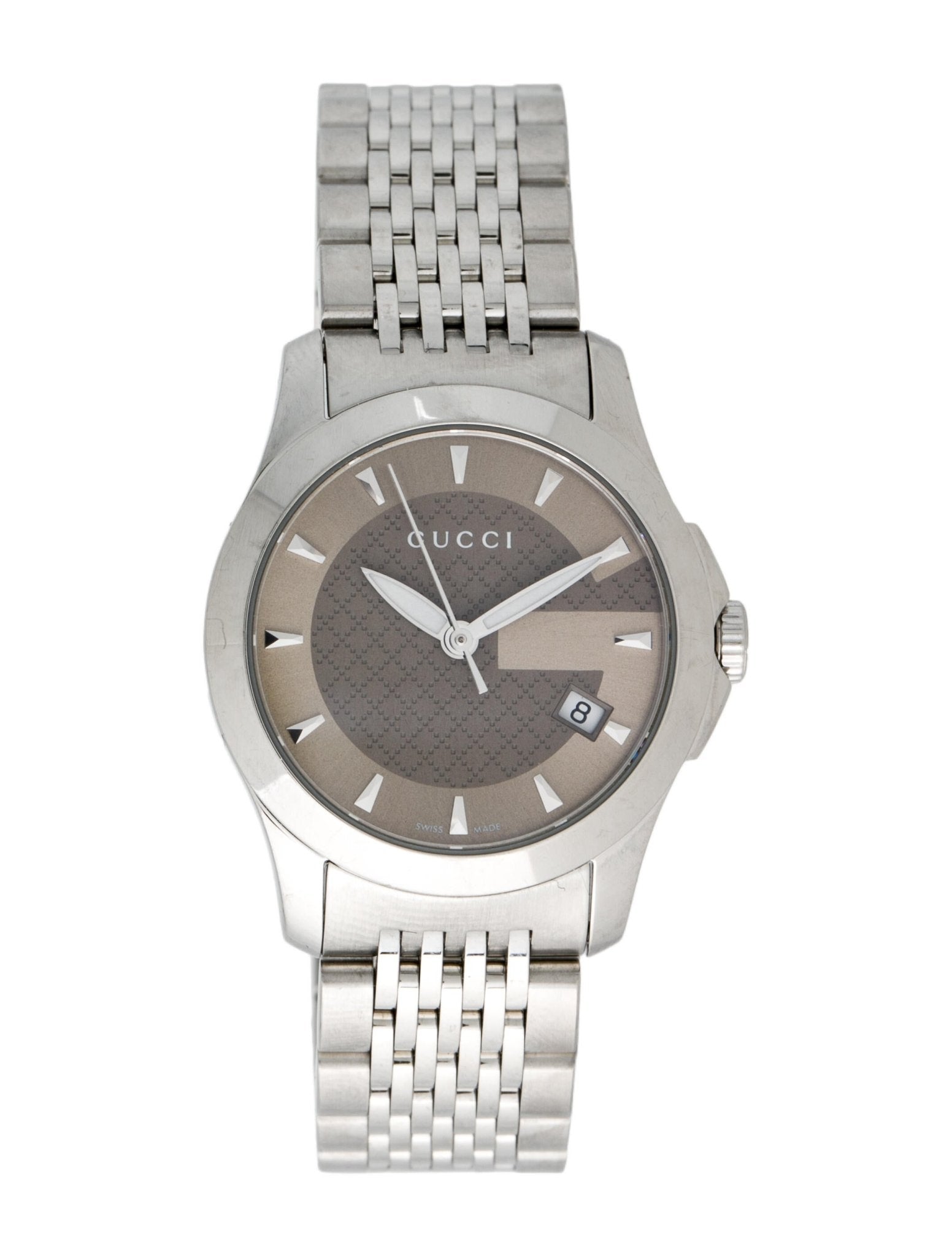 Gucci G Timeless Brown Dial Silver Steel Strap Watch For Women - YA126503 Watches Gucci   