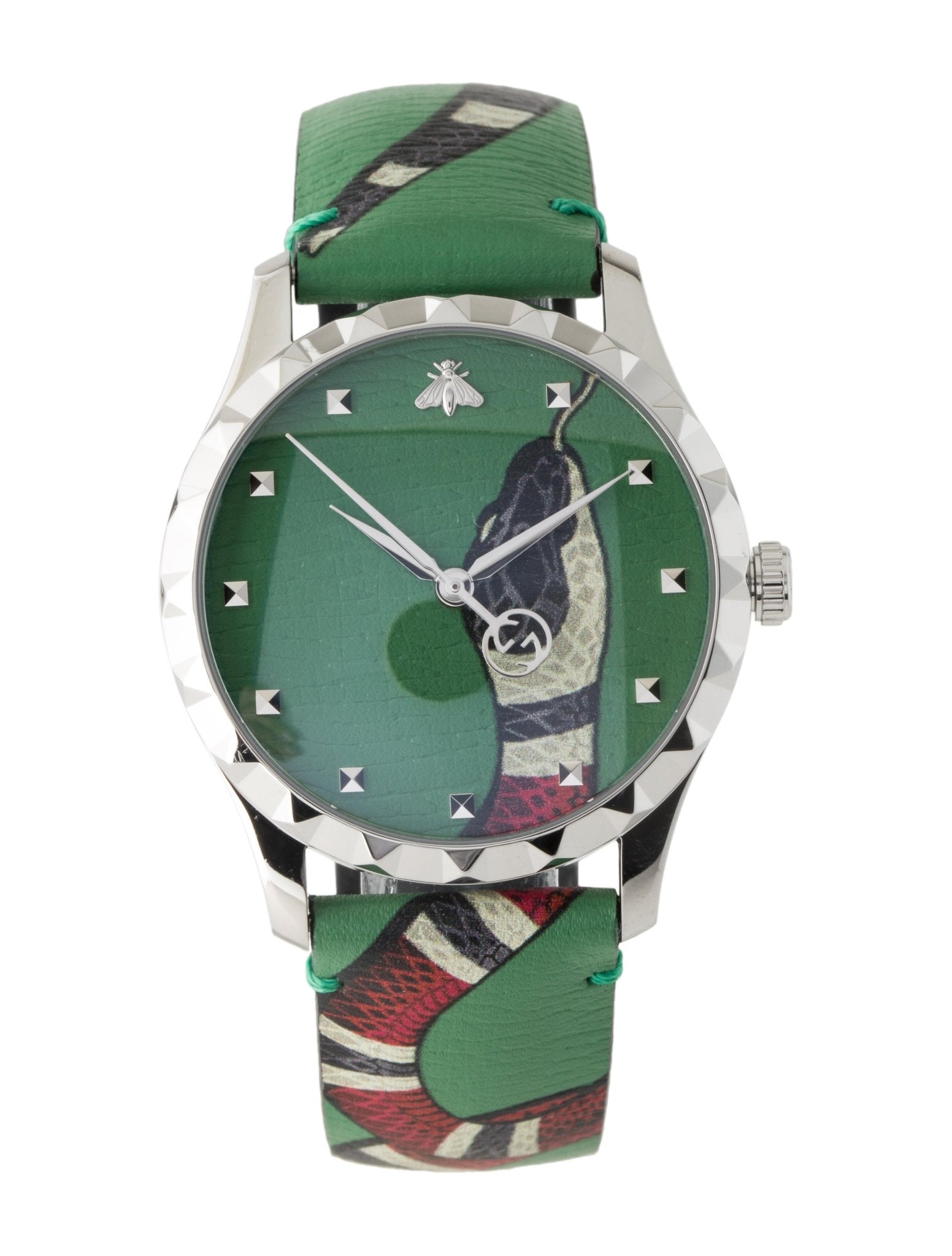 Gucci G Timeless Le Marche Des Merveilles Green Dial Green Leather Strap Watch Unisex - YA1264081 Watches Gucci   