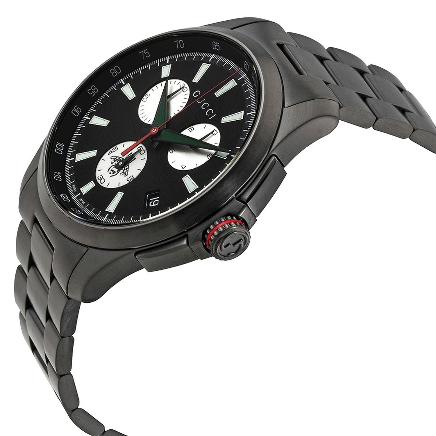 Gucci G-Timeless Chronograph Black Dial Black Steel Strap Watch For Men - YA126268 Watches Gucci   