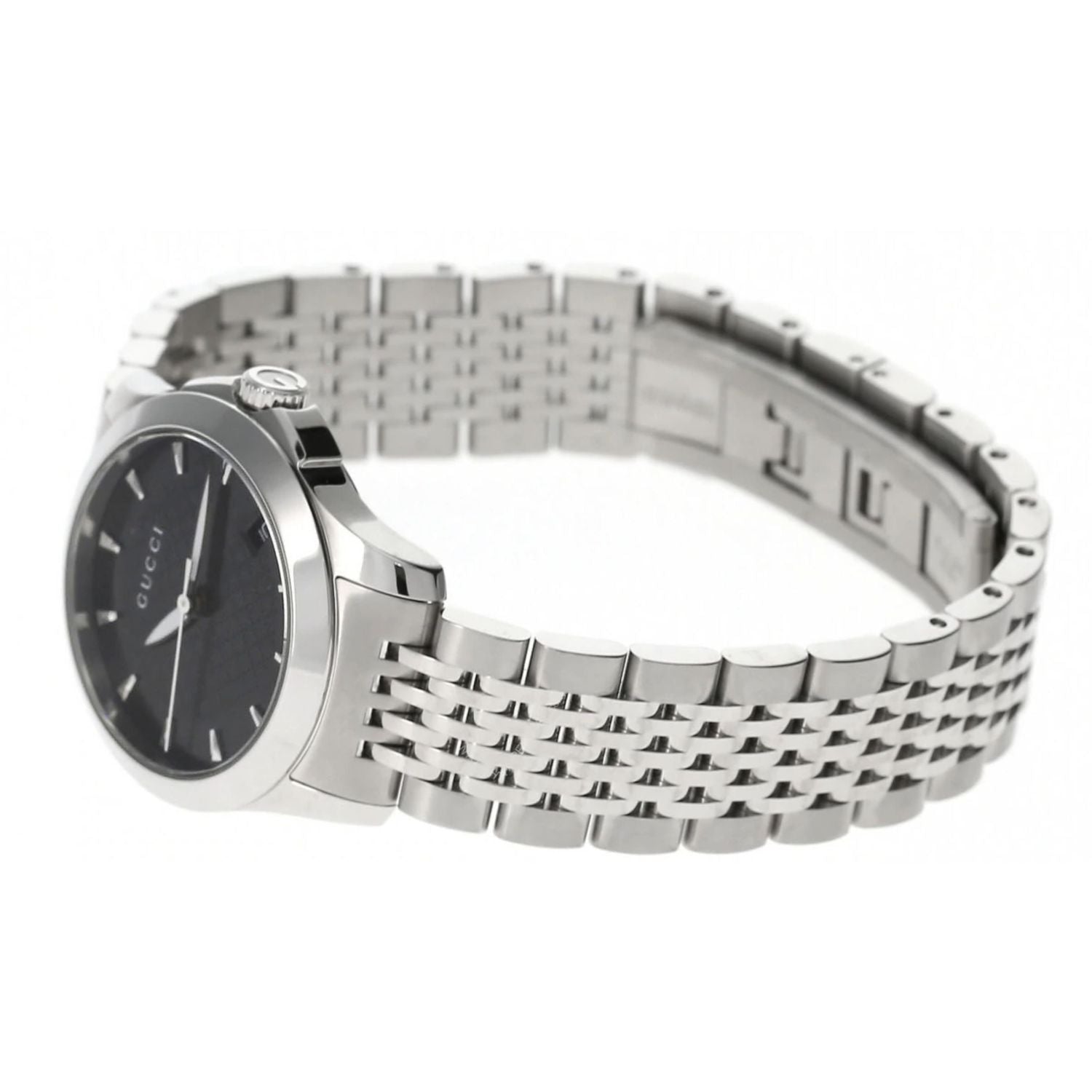 Gucci G Timeless Black Dial Silver Steel Strap Watch For Women - YA126502 Watches Gucci   