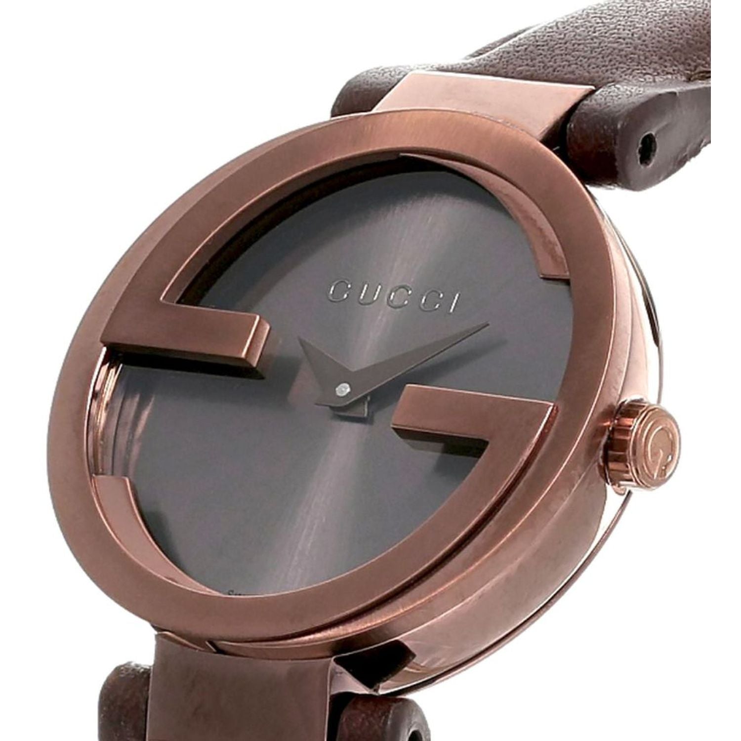 Gucci G Interlocking Brown Dial Brown Leather Strap Watch For Women - YA133504 Watches Gucci   