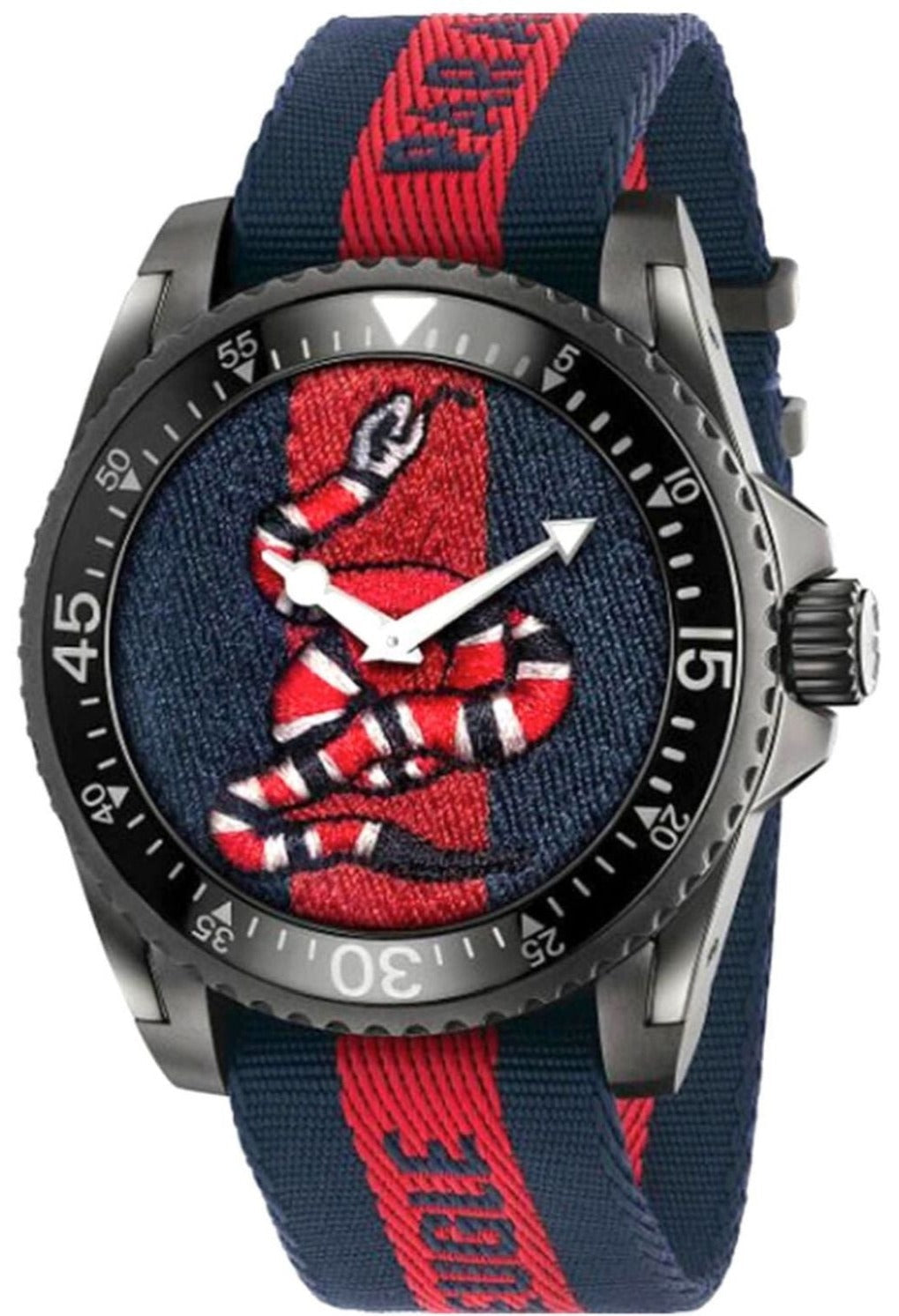 Gucci Dive Blue & Red Dial Blue & Red Nylon Strap Watch For Men - YA136214 Watches Gucci   