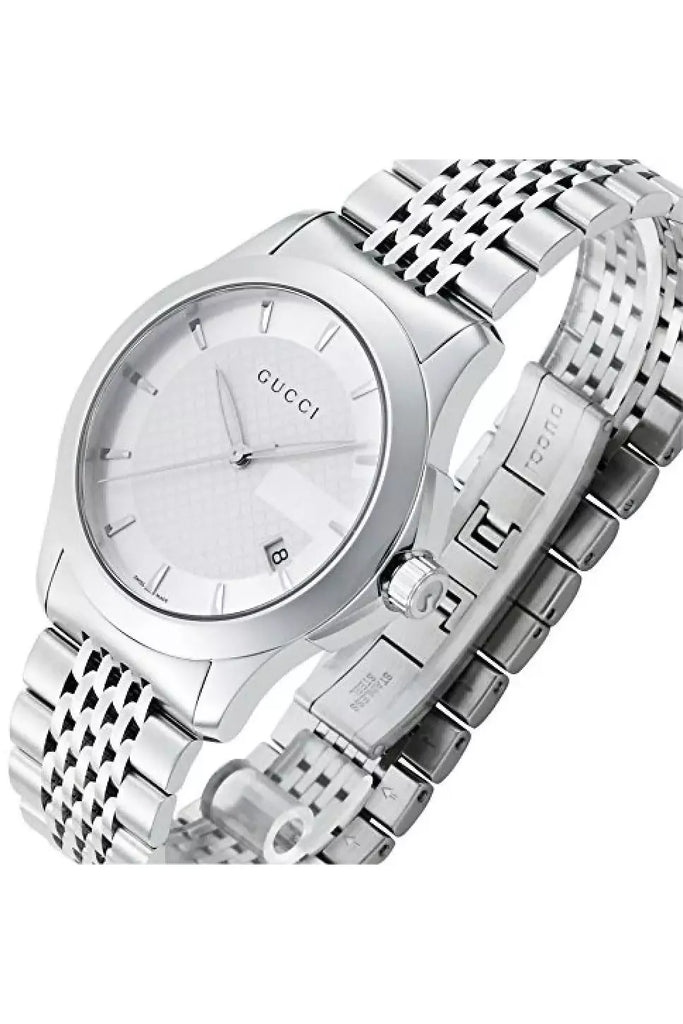 Gucci G Timeless Silver Dial Silver Steel Strap Watch For Men - YA126401 Watches Gucci   