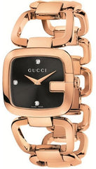 Gucci G Gucci Black Dial Rose Gold Steel Strap Watch For Women - YA125409 Watches Gucci   