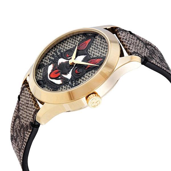 Gucci G Timeless Brown Dial Brown Leather Strap Watch For Women - YA1264056 Watches Gucci   