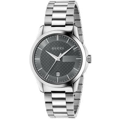 Gucci G Timeless Grey Dial Silver Steel Strap Watch For Men - YA126441 Watches Gucci   