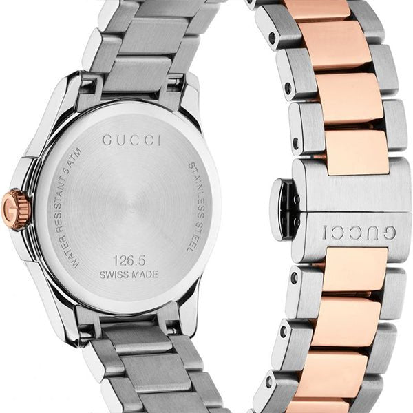 Gucci G Timeless Grey Dial Two Tone Steel Strap Watch For Women - YA126527 Watches Gucci   