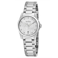 Gucci G Timeless Mother of Pearl Dial Silver Steel Strap Watch For Women - YA126542 Watches Gucci   