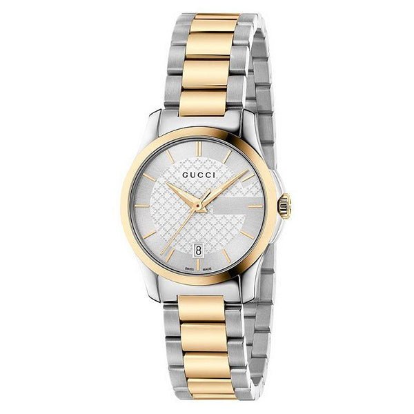 Gucci G Timeless Silver Dial Two Tone Steel Strap Watch For Women - YA126563 Watches Gucci   