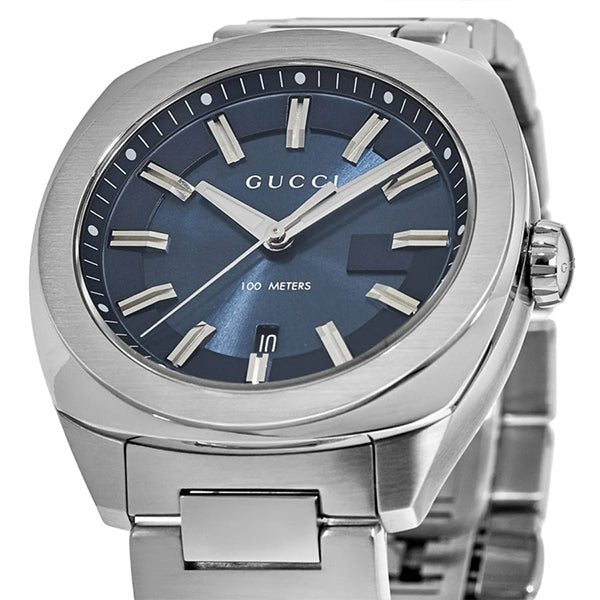 Gucci GG2570 Blue Dial Silver Steel Strap Watch For Men - YA142303 Watches Gucci   