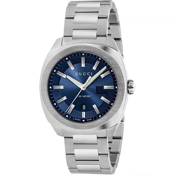 Gucci GG2570 Blue Dial Silver Steel Strap Watch For Men - YA142303 Watches Gucci   