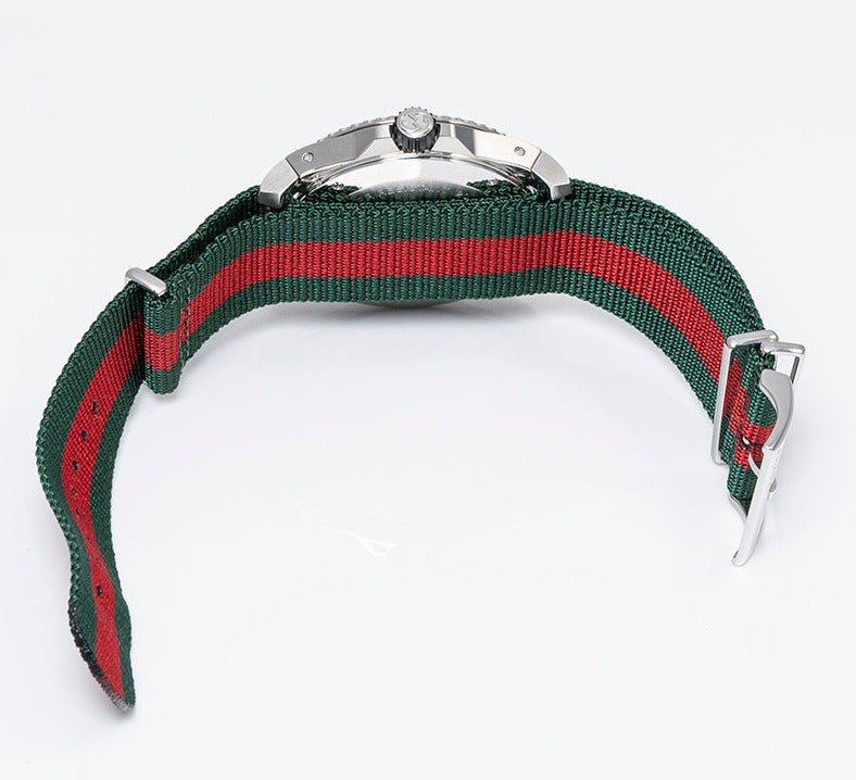 Gucci Dive Black Dial Red & Green Nylon Strap Watch For Men - YA136209 Watches Gucci   