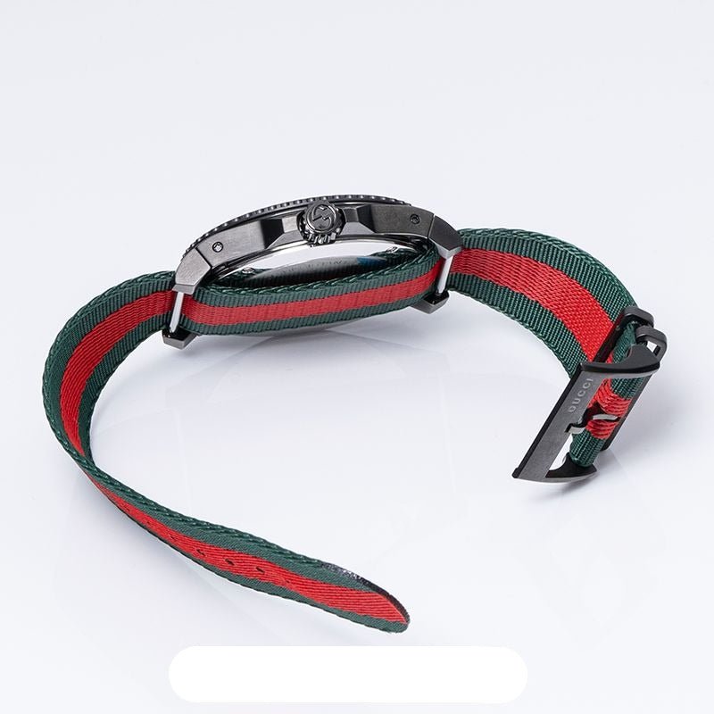 Gucci Dive Green & Red Dial Green & Red Nylon Strap Watch For Men - YA136216 Watches Gucci   