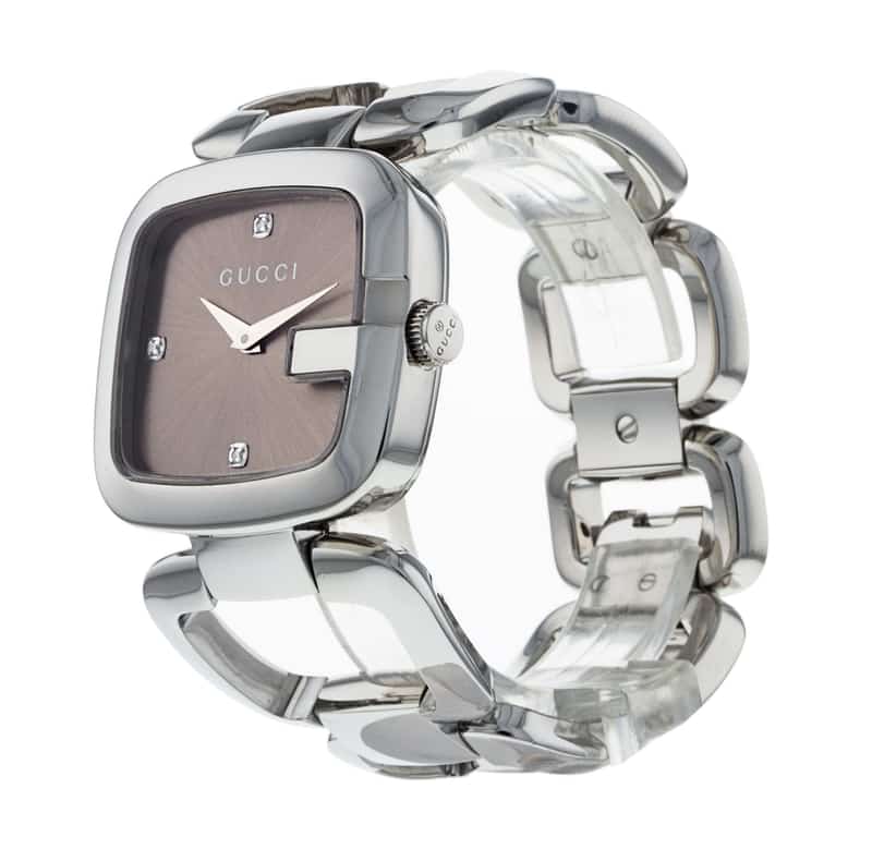 Gucci G Gucci Brown Dial Silver Steel Strap Watch For Women - YA125401 Watches Gucci   