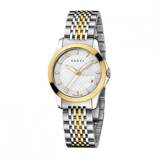 Gucci G Timeless Silver Dial Two Tone Steel Strap Watch For Women - YA126511 Watches Gucci   