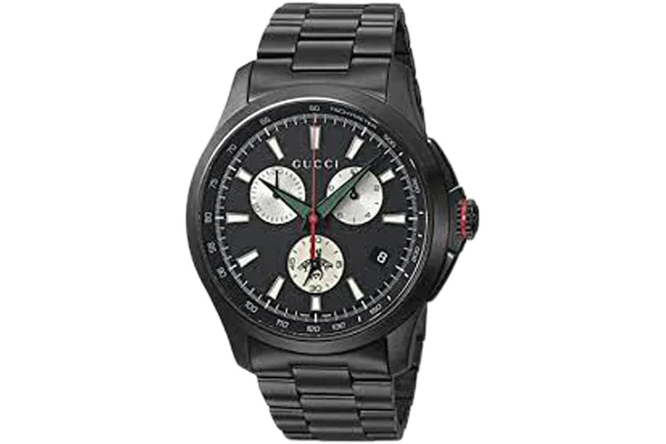 Gucci G-Timeless Chronograph Black Dial Black Steel Strap Watch For Men - YA126268 Watches Gucci   