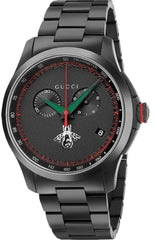 Gucci G-Timeless Chronograph Black Dial Black Steel Strap Watch For Men - YA126269 Watches Gucci   