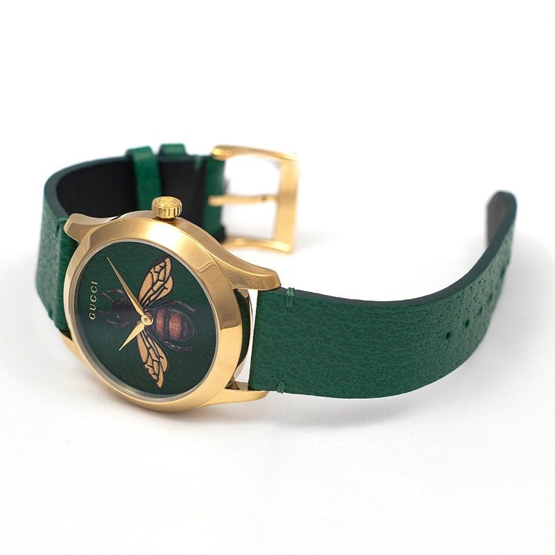 Gucci G Timeless Bee Green Dial Green Leather Strap Watch For Women - YA1264065 Watches Gucci   